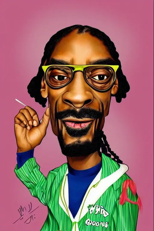 Image similar to a funny caricature of snoop dogg