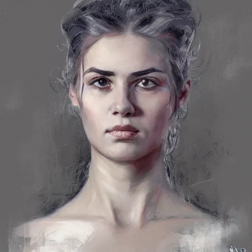 Prompt: detailed portrait of young nadezhda krupskaya, colourised, face portrait, epic, tragic, military art, fantasy, dieselpunk, hd shot, digital portrait, beautiful, artstation, comic style, by artgerm, guy denning, jakub rozalski, magali villeneuve and charlie bowater