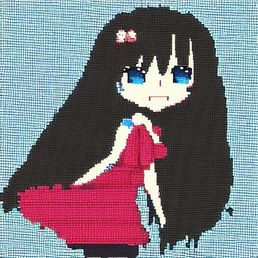 Prompt: cute anime girl pixel art