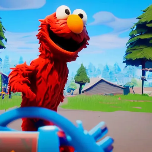 Image similar to elmo in fortnite, unreal engine