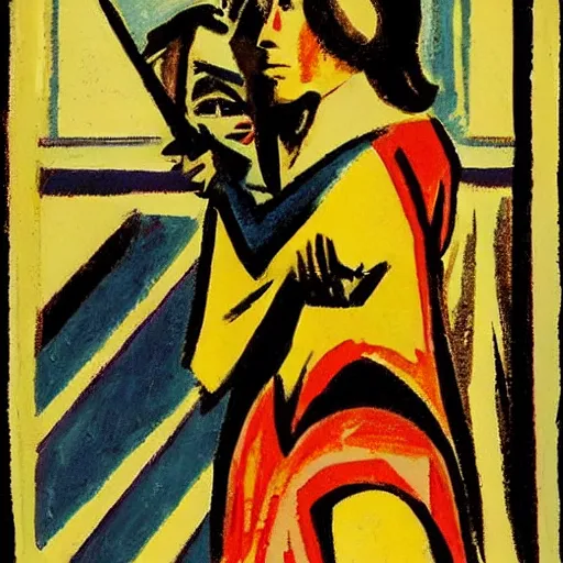 Prompt: The suffering of Harry Potter by Ernst Ludwig Kirchner