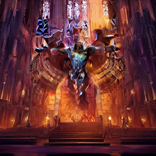 Prompt: collosus gothic Stone Dragon with the body of stained glass cathedral baroque architecture detailed phisiology yugioh anime collosal monolithic high definition ultra realistic 8k octane render on artstation golden hour detailed concept art, Eddie Mendoza, Dan Mumford, Craig Mullins