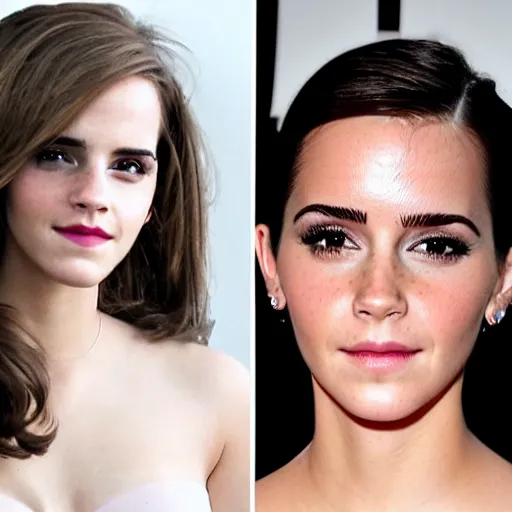 Prompt: a woman who is a genetic combination of emma watson and kim kardashian