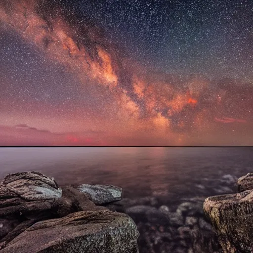 Image similar to rocky shore of the Bruce Peninsula on a starry night