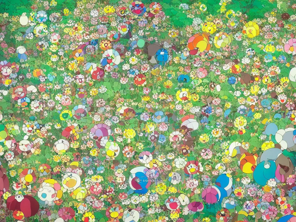 Image similar to colorful fairytale forest, illustration, concept art, colorful, beautiful, studio ghibli, takashi murakami, aoshima chiho, manga, cute and adorable