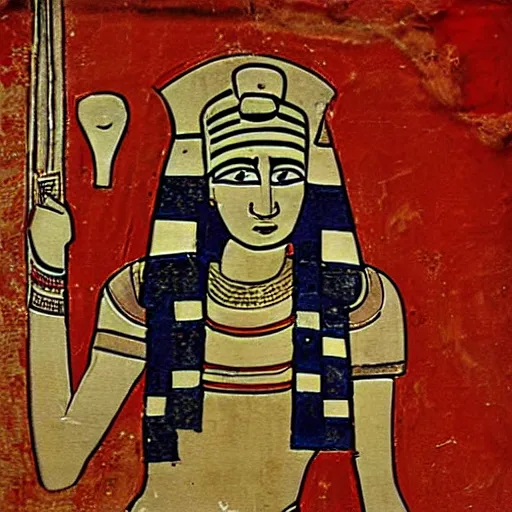 Prompt: dave strider in the style of ancient egyptian artwork