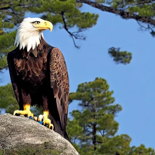 Image similar to photo of a giant bald eagle with mountain