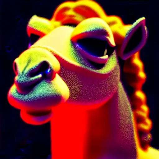 Prompt: “ niki minaj as a camel, hyperrealistic, volumetric lighting, very detailed ”