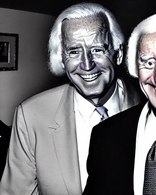 Prompt: joe biden with jimmy savile hairstyle and dressed as jimmy savile