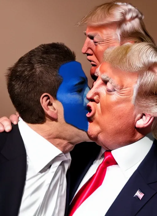 Image similar to beautiful high quality photo of donald trump kissing donald trump.