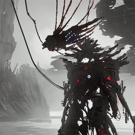 Image similar to scary tsutomu nihei blame robot, unreal engine, 8 k, ultra realistic, ultra detail