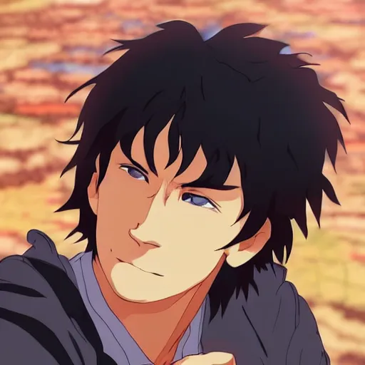 Prompt: High quality portrait of Viktor Tsoi. Art by Makoto Shinkai, Crunchyroll, pixiv, danbooru, HD, headshot, cinematic still, detailed anime face, bokeh, digital art, cel shading, vivid colors, ambient lighting