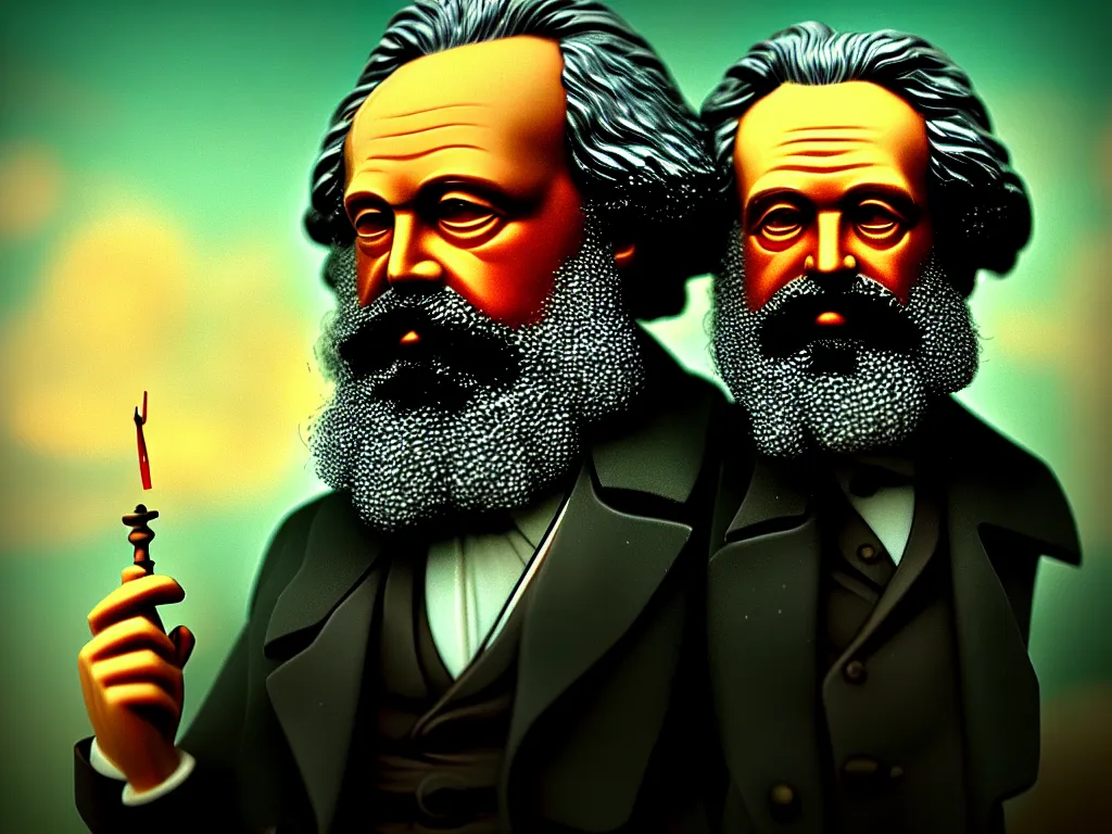 Prompt: highly detailed photo of karl marx, trending on deviantart, neo surrealism, sharp focus, 4 k, a lot of little details, octane, masterpiece, art by max ernst