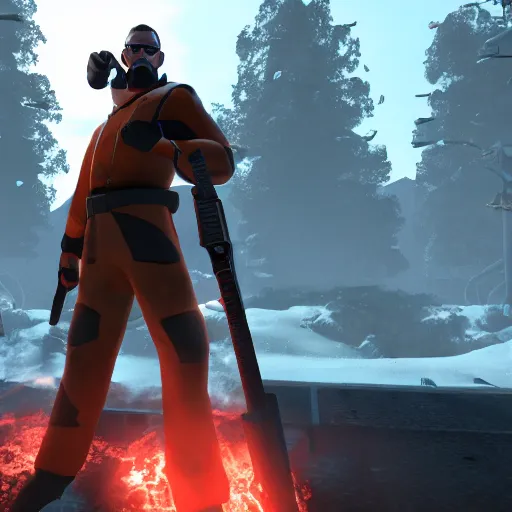 Image similar to Gordon Freeman in Team fortress 2, 4k screenshot of Team fortress 2 gameplay, 8k hdr showcase