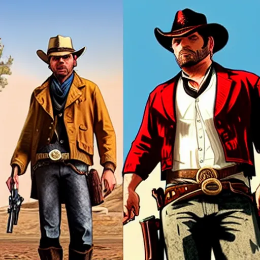 Image similar to grand theft auto v in red dead redemption 2, gta v in rdr 2