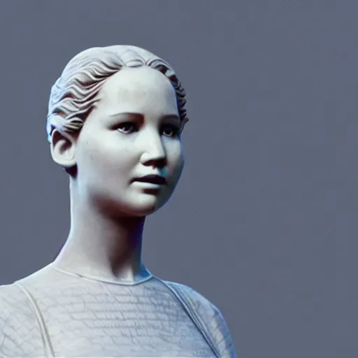 Image similar to a marble statue of Jennifer Lawrence as a heroine, in a museum, by beeple