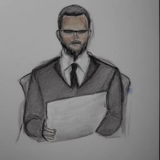 Image similar to courtroom sketch of christian chandler, high resolution