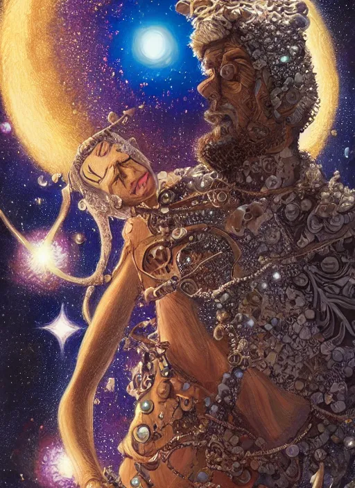 Prompt: high intricate mixed art of the sandman holding a glimmering galaxy, full shot, neil gaiman, maria panfilova, andrea savchenko, mike kime, ludovic plouffe, qi sheng luo, oliver cook, julian calle, eddie mendoza, trending on artstation