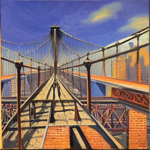 Image similar to symbolic view along the brooklyn bridge, by joseph stella