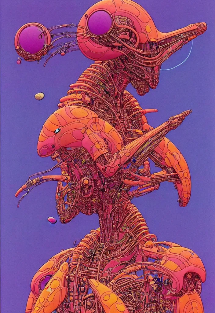 Image similar to ( ( ( ( a humanoid creature from another planet. ) ) ) ) by mœbius!!!!!!!!!!!!!!!!!!!!!!!!!!!, overdetailed art, colorful, artistic record jacket design