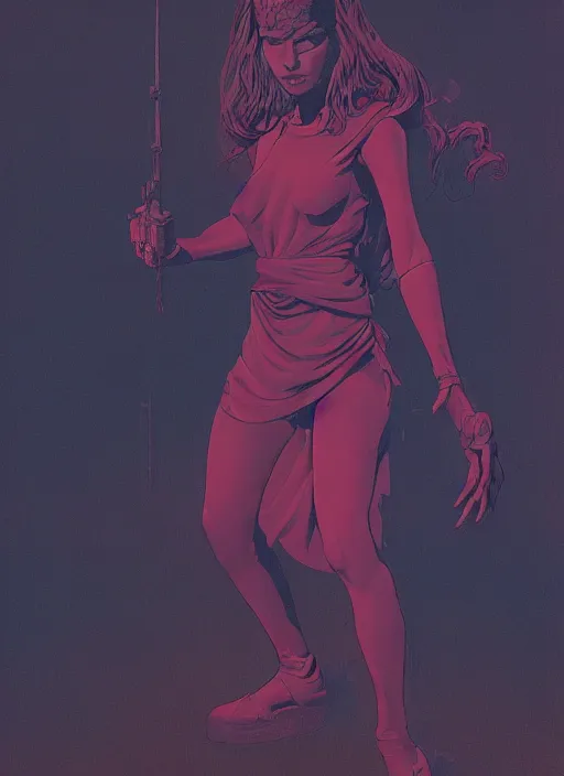 Image similar to hyper realistic photo of dark lord girl, full body, rule of thirds, saturated colors, cinematic, mignola, juan gimenez, moebius