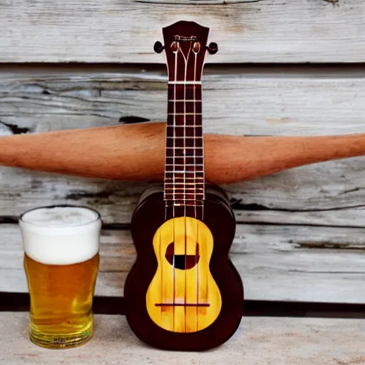 Prompt: beer ukulele