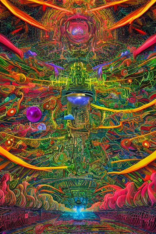 Image similar to futuristic universe, death of humanity, psychedelic dmt trip, detailed intricate, 8 k