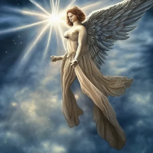 Prompt: angels in the sky, artistic, epic, detailed, realistic, point of view,