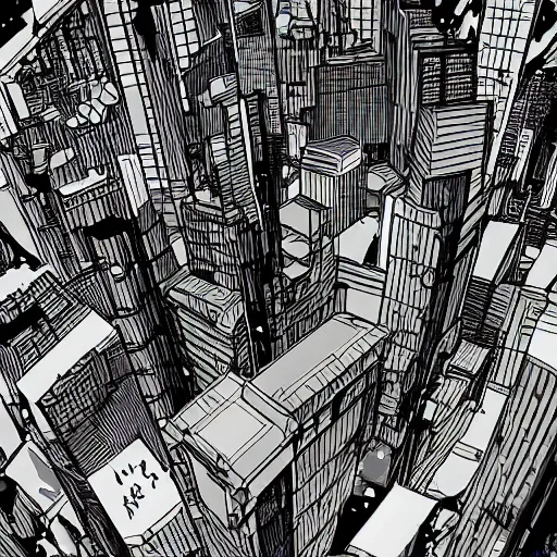 Prompt: A city in the style of a gigastructure from the manga Blame