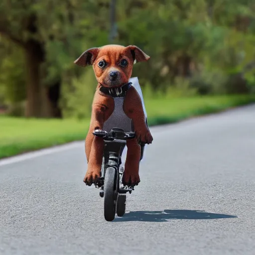 Image similar to puppy riding a bike realistic 4 k