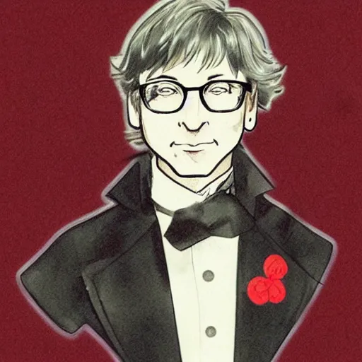 Prompt: Bill gates crossdressing in victorian gown, drawn in the style of yoji shinkawa, extremely detailed, detailed and realistic face