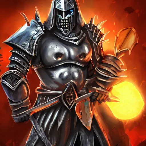 Image similar to Ares with heavy armor and sword, dark sword in Ares's hand, war theme, bloodbath battlefield, hot coloring, hearthstone art style, epic fantasy style art, fantasy epic digital art, epic fantasy card game art