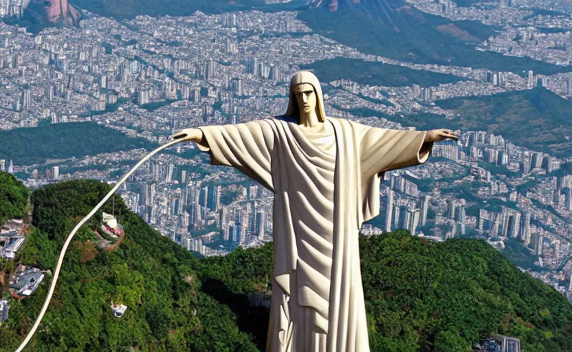 Image similar to christ the redeemer statue hula - hooping