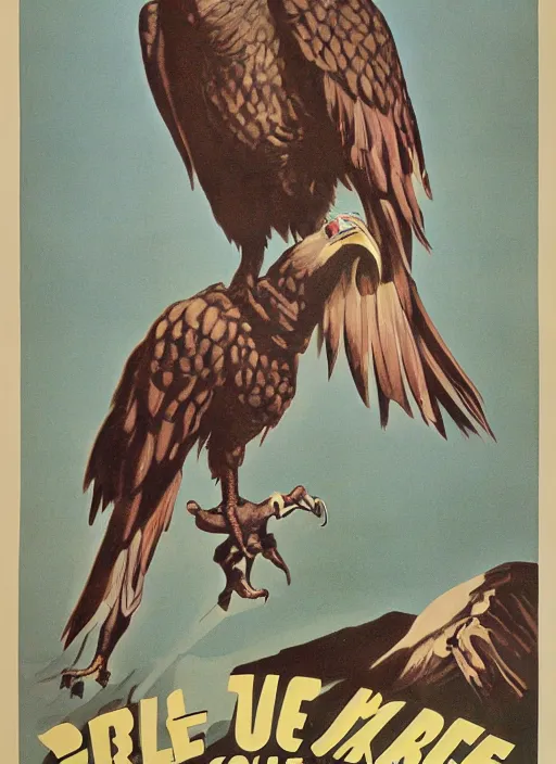 Image similar to vulture look in 1940s propaganda poster