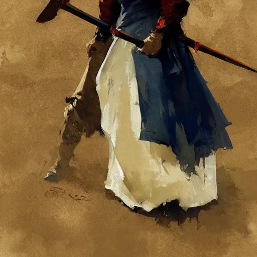 Prompt: portrait of woman wearing medieval clothing holding sword, aggressive stance, detailed by greg manchess, craig mullins, bernie fuchs, walter everett