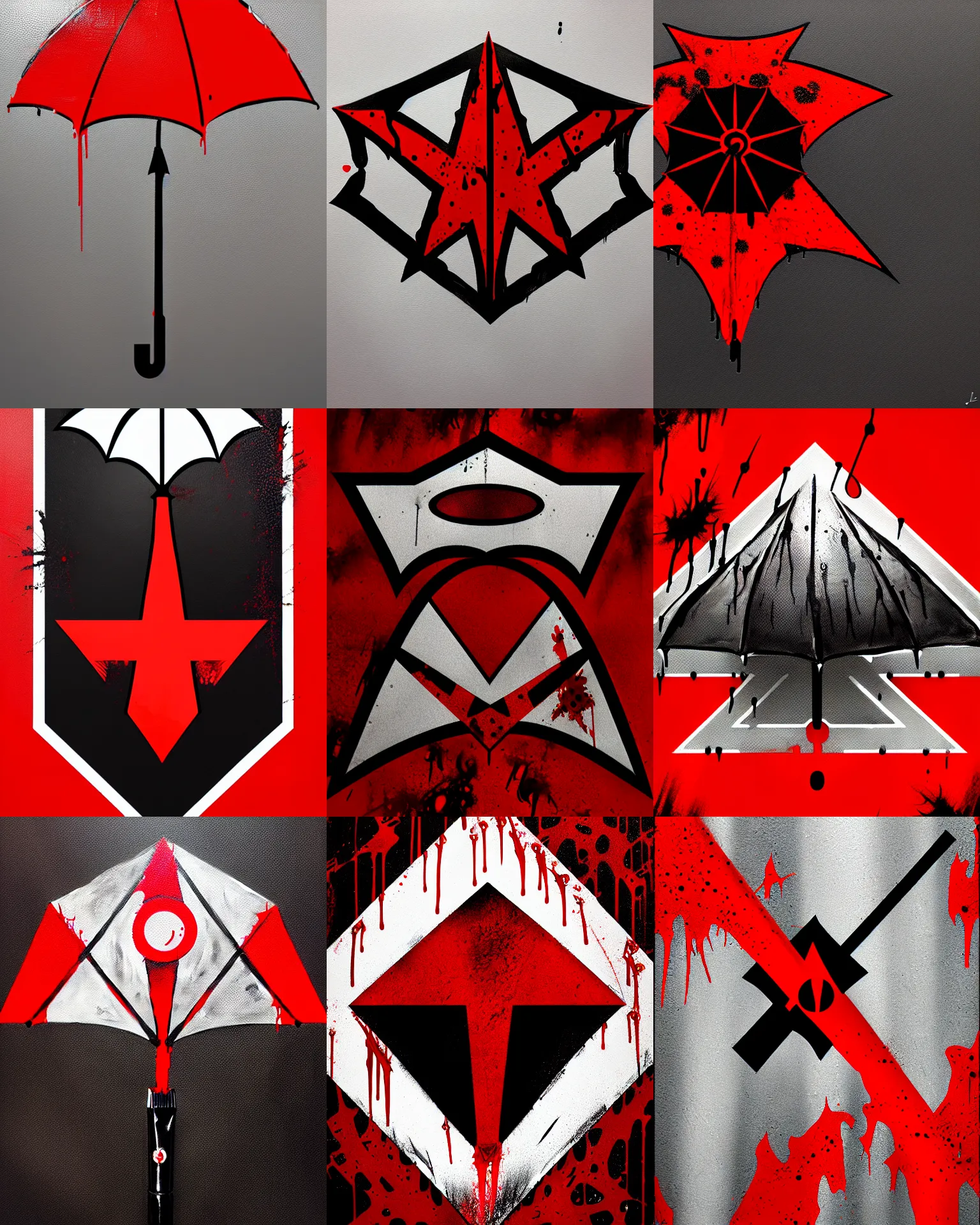 Prompt: umbrella corp logo, drip painting, splash painting, highly detailed, simple, no jagged lines, smooth, artstation, centered artwork by dface