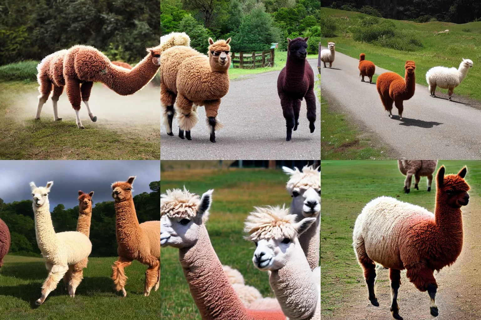 Prompt: alpaca running on rainbows