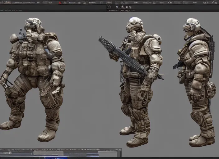 3D Printable (0138) Male post-apocalyptic sci-fi soldier with