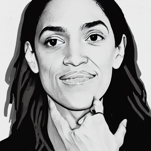 Image similar to Alexandria Ocasio-Cortez close up portrait, holding AR-15, realistic 4k
