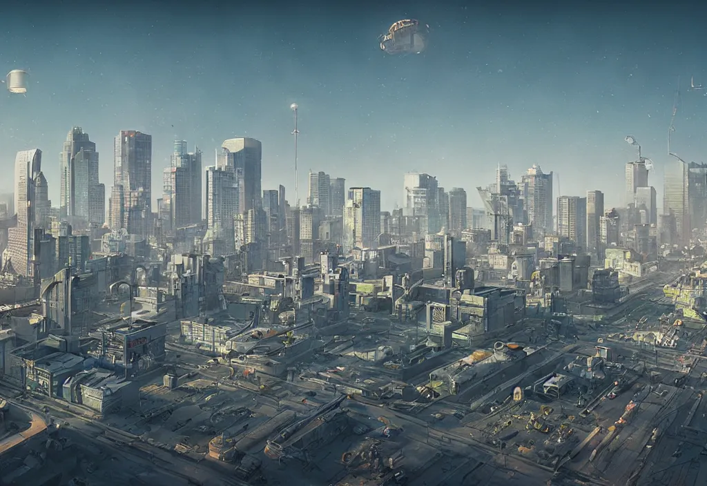 Prompt: futuristic winnipeg skyline, victor einrich, gregory crewdson, ian mcque, mike winkelmann, simon stalenhag,