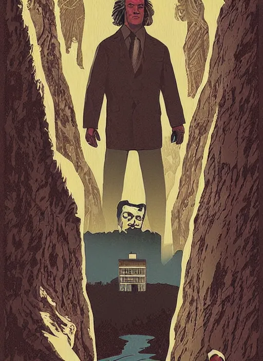 Prompt: twin peaks movie poster art by joe devito