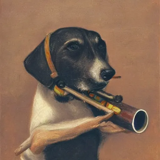 Image similar to a dog playing the flute