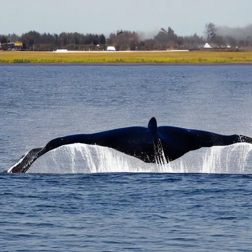 Image similar to a whale above an airplane