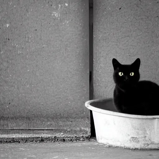 Prompt: Before, I could take a photo of a black cat in a coal bin at midnight. Now I can take a photo of a black cat in a coal bin at midnight... and see every hair