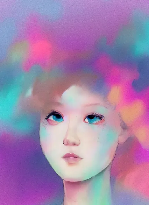 Prompt: pastel texture, matte painting hyperpop portrait trending on pixiv