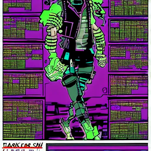 Image similar to cyberpunk hacker in the style of jack kirby