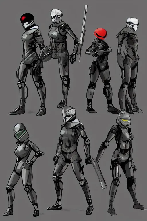 Prompt: robot ninja mask helmet metal gear solid snake pose training suit swat heros chaykin howard and campion pascale and cooke darwyn and davis jack illustration character design concept the phantom pain cosplay sniper wolf