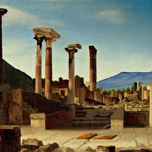 Image similar to the view of pompeii painted in the style of martinus rørbye