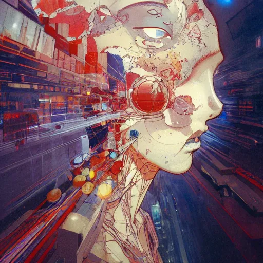 Image similar to prompt : city scavenger portrait soft light painted by james jean and katsuhiro otomo and erik jones, inspired by akira anime, smooth face feature, intricate oil painting, high detail illustration, sharp high detail, manga and anime 1 9 9 9