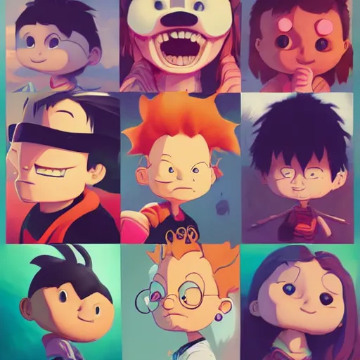 Image similar to face icon stylized minimalist rugrats, loftis, cory behance hd by jesper ejsing, by rhads, makoto shinkai and lois van baarle, ilya kuvshinov, rossdraws global illumination